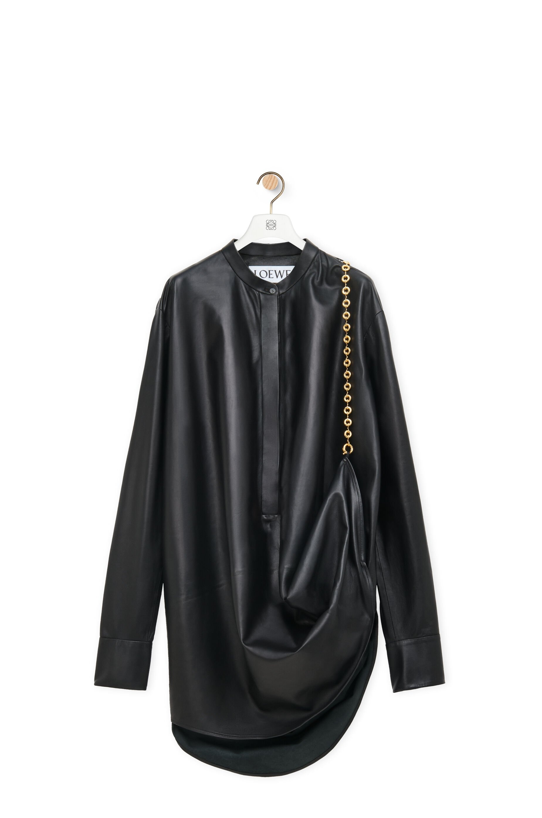 Chain shirt dress in nappa lambskin - 1