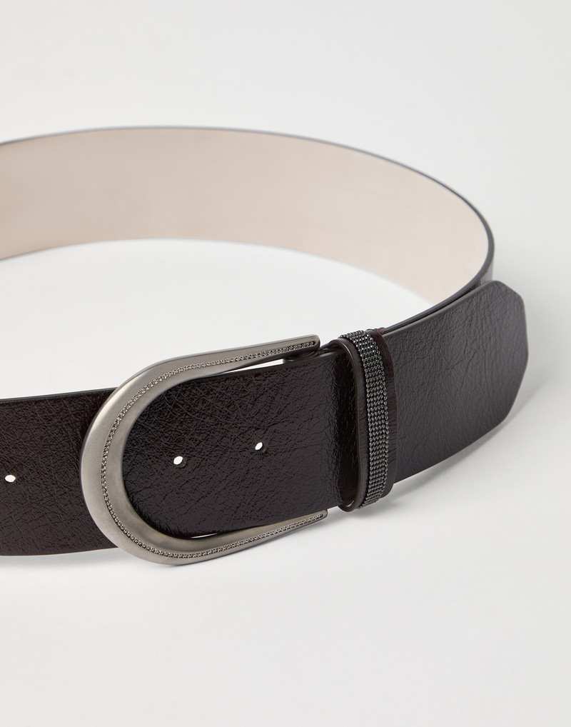 Brunello Cucinelli Glossy grained calfskin belt with shiny loop outlook