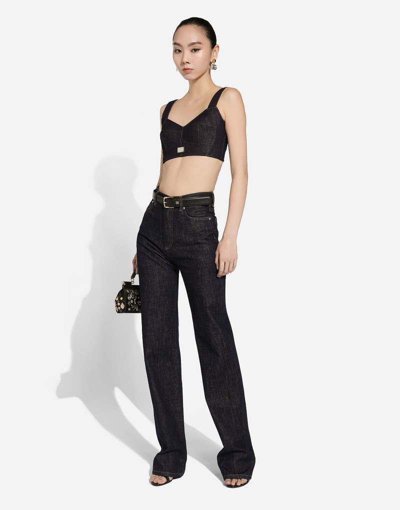 Flared cotton denim jeans 5
