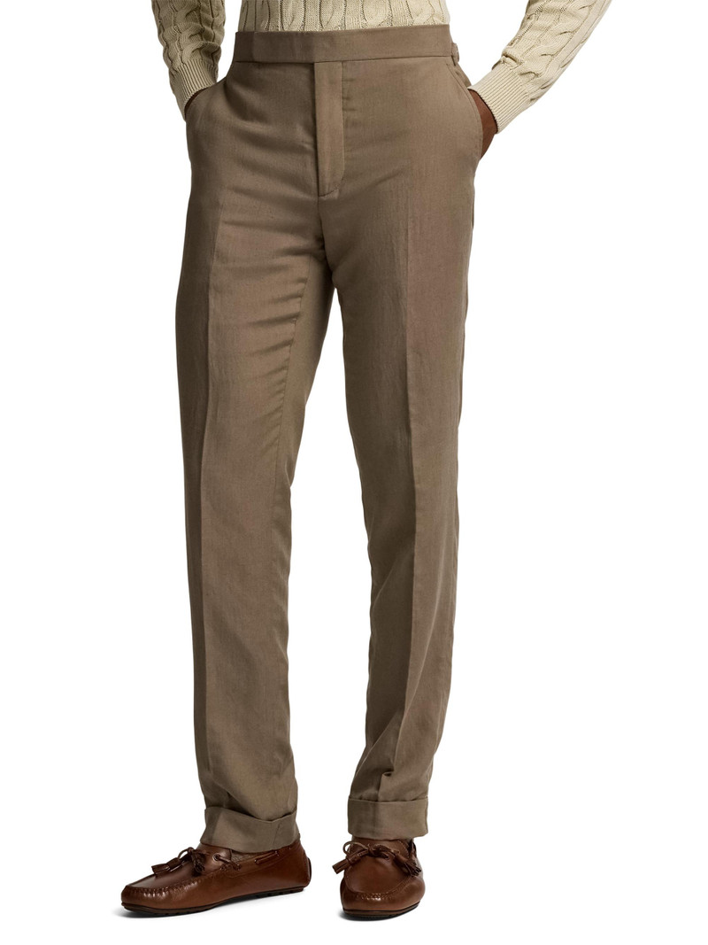 Men's Silk-Linen Slim Trousers - Taupe 3