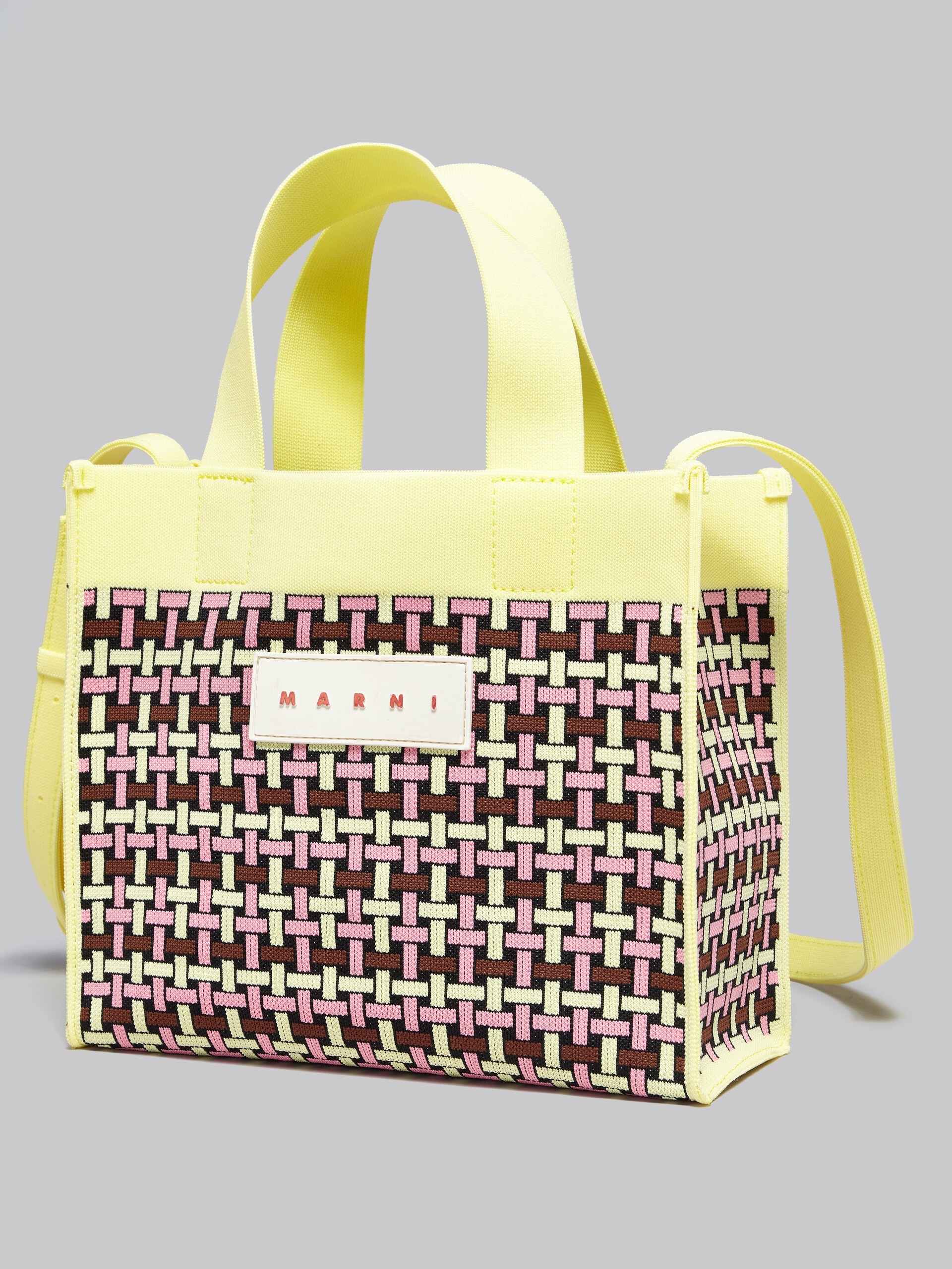 LIGHT YELLOW BROWN AND PINK JACQUARD SHOPPER - 5