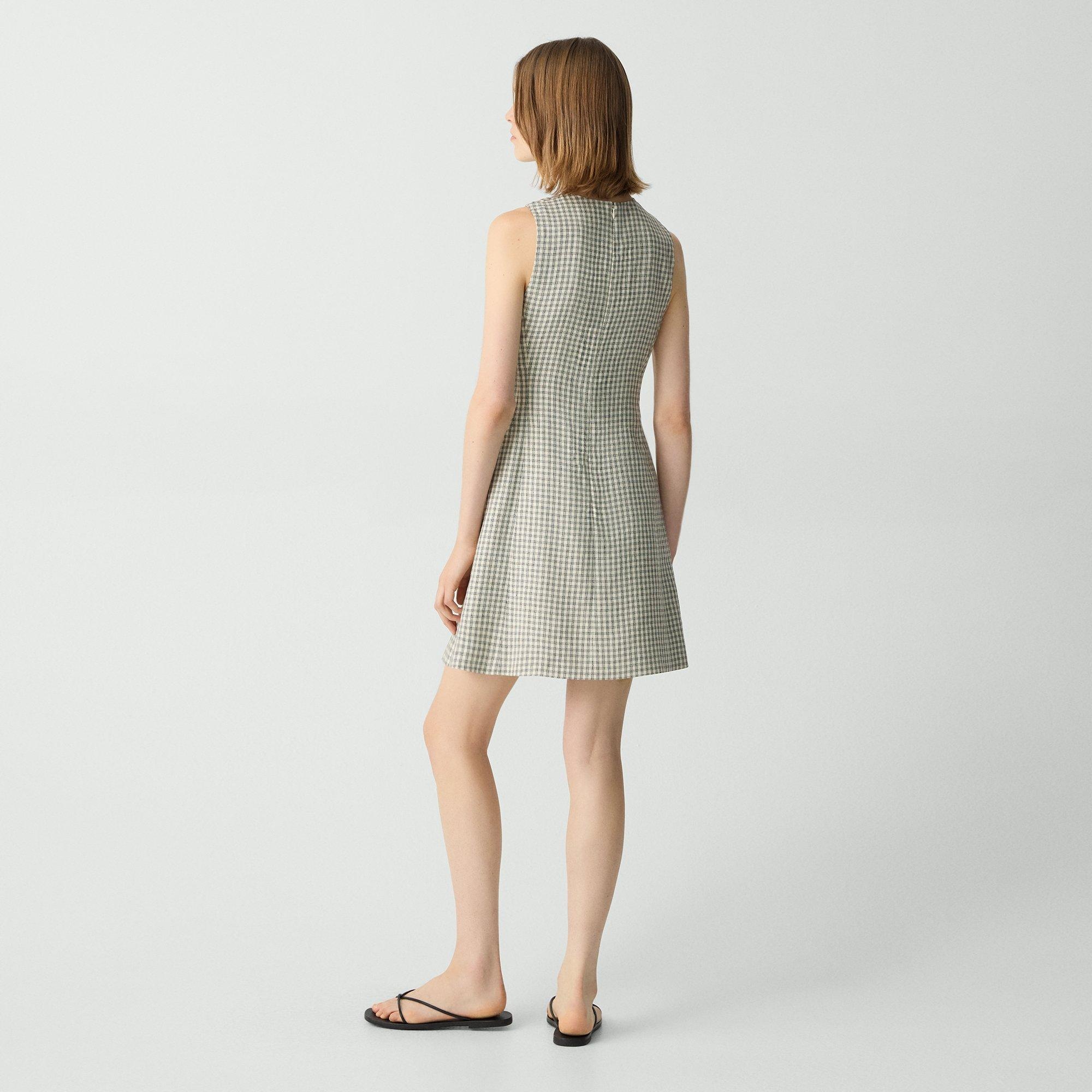 A-Line Mini Dress in Checked Linen-Blend - 4