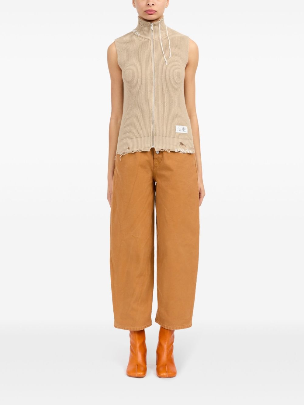 zip-up knitted top - 2