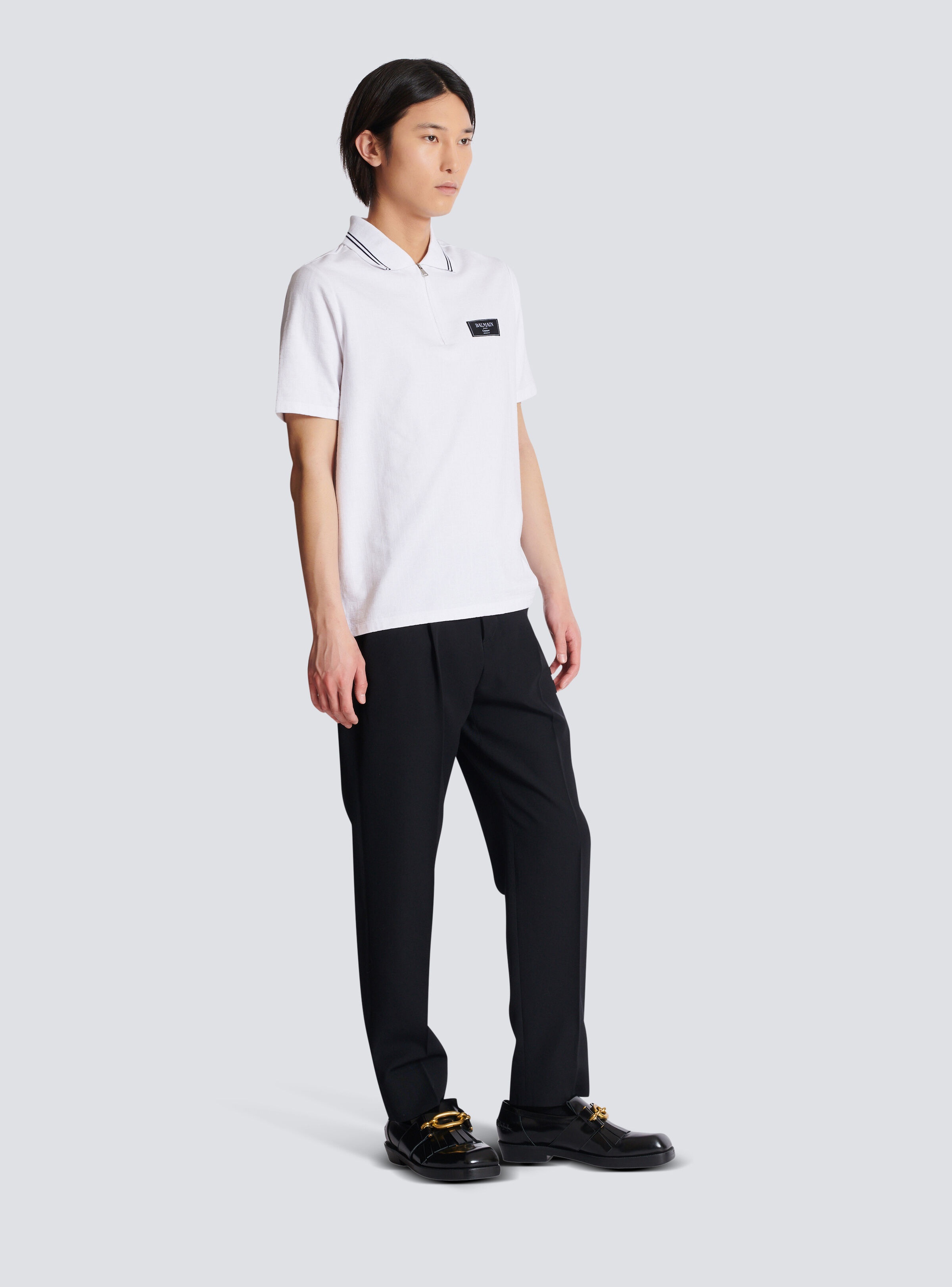Monogrammed polo shirt with Balmain Couture label - 3