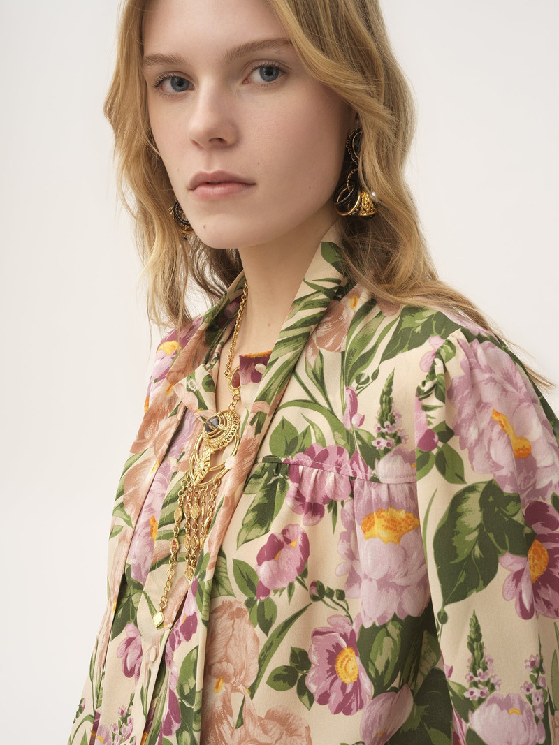 MAXI GATHERED LAVALLIÈRE BLOUSE IN CRÊPE DE CHINE 6