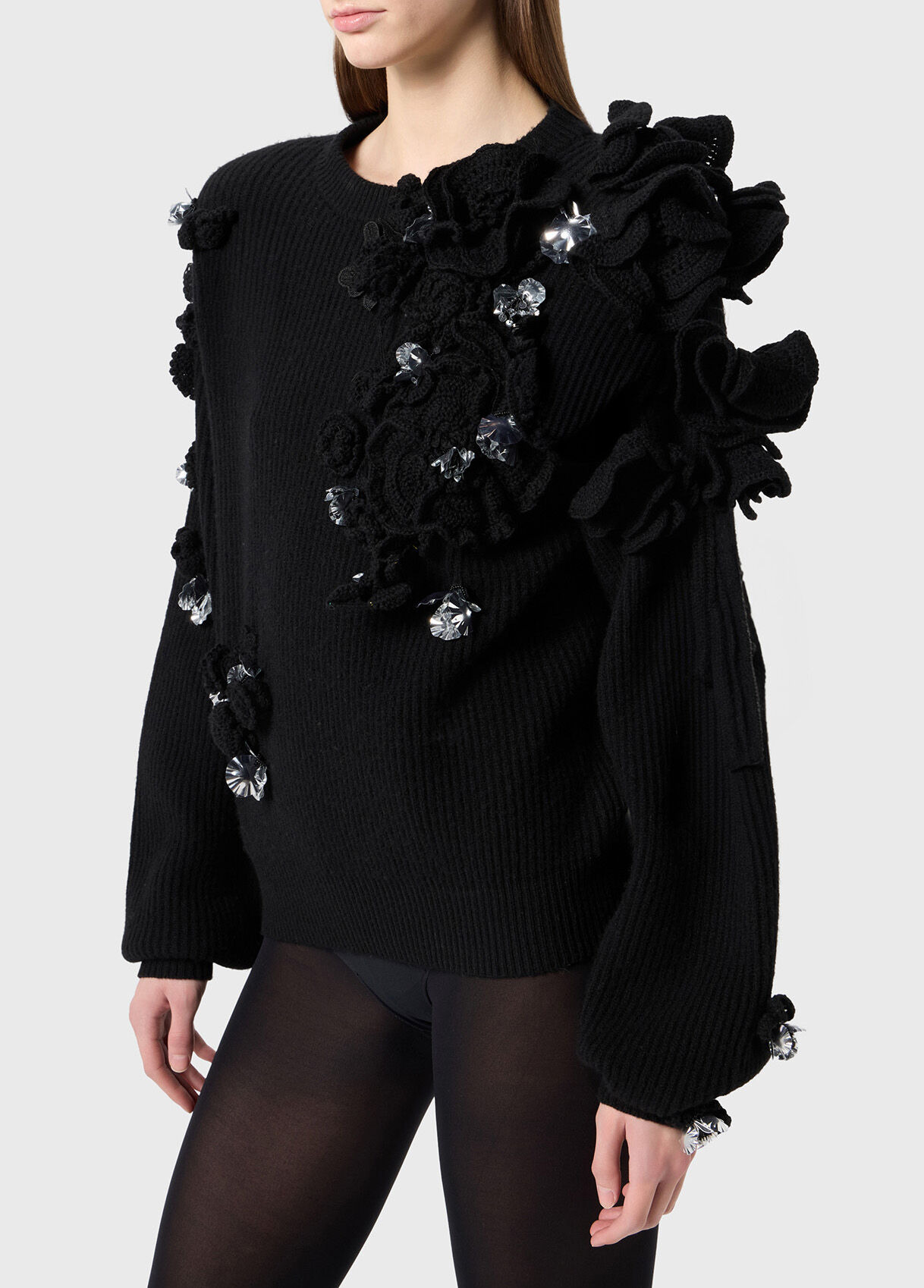 WOOL SWEATER WITH EMBROIDERY AND APPLICATIONS - 4