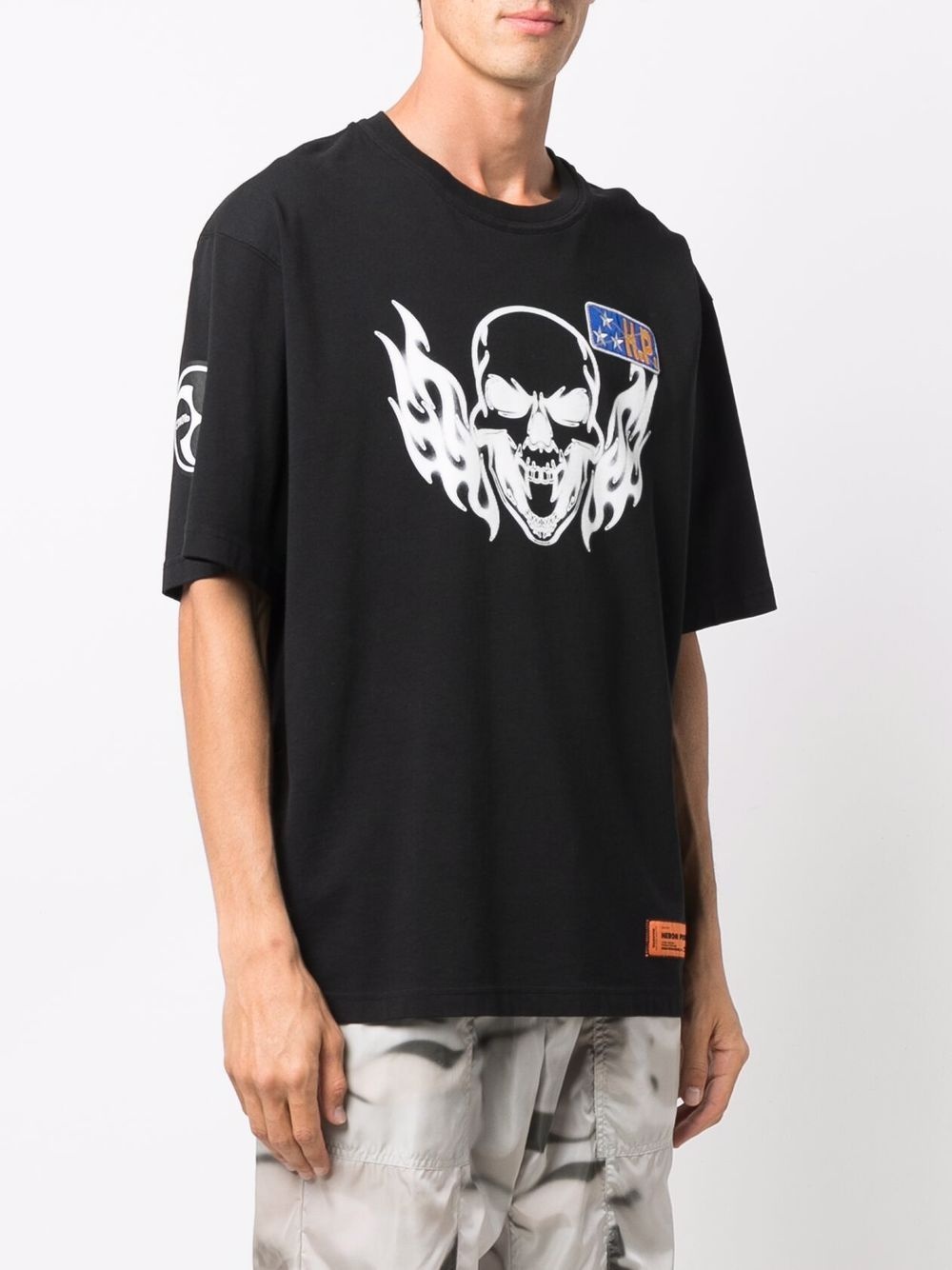 flaming skull-print cotton T-shirt - 3