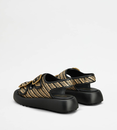 Tod's SANDALS IN FABRIC - BLACK, BEIGE outlook