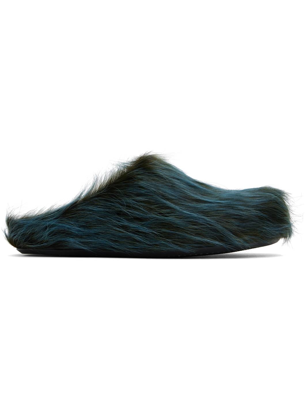 Blue Long Hair Calfskin Fussbett Sabot Loafers - 1