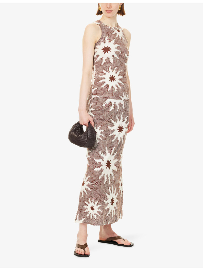 Never Fully Dressed Soleil Dorris Printed Rib Stretch-Jersey Top outlook