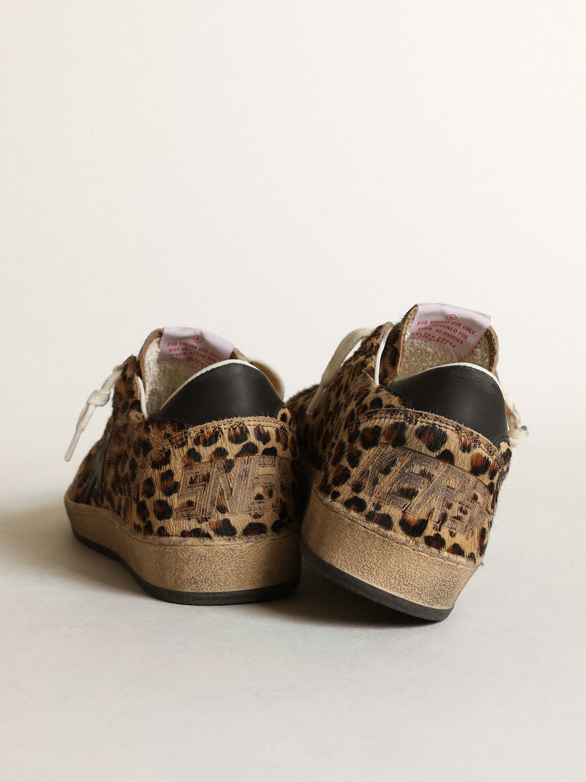 Golden Goose Ball Star in leo-print pony skin, black leather star & heel tab  | REVERSIBLE