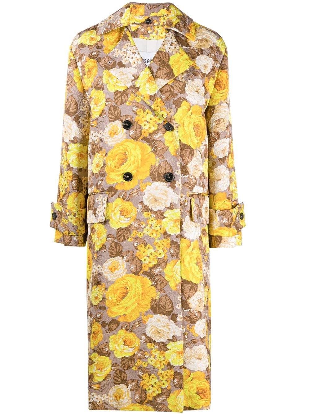 floral pattern trench coat - 1