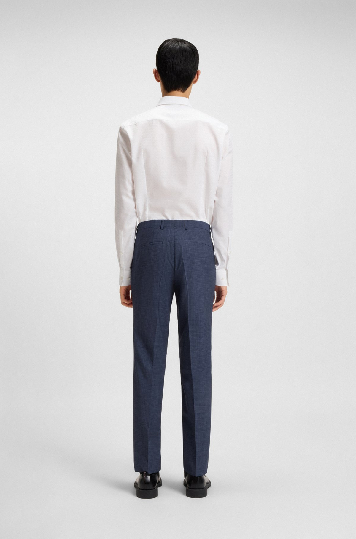 EXTRA-SLIM-FIT TROUSERS IN MOULINÉ WOOL - 4