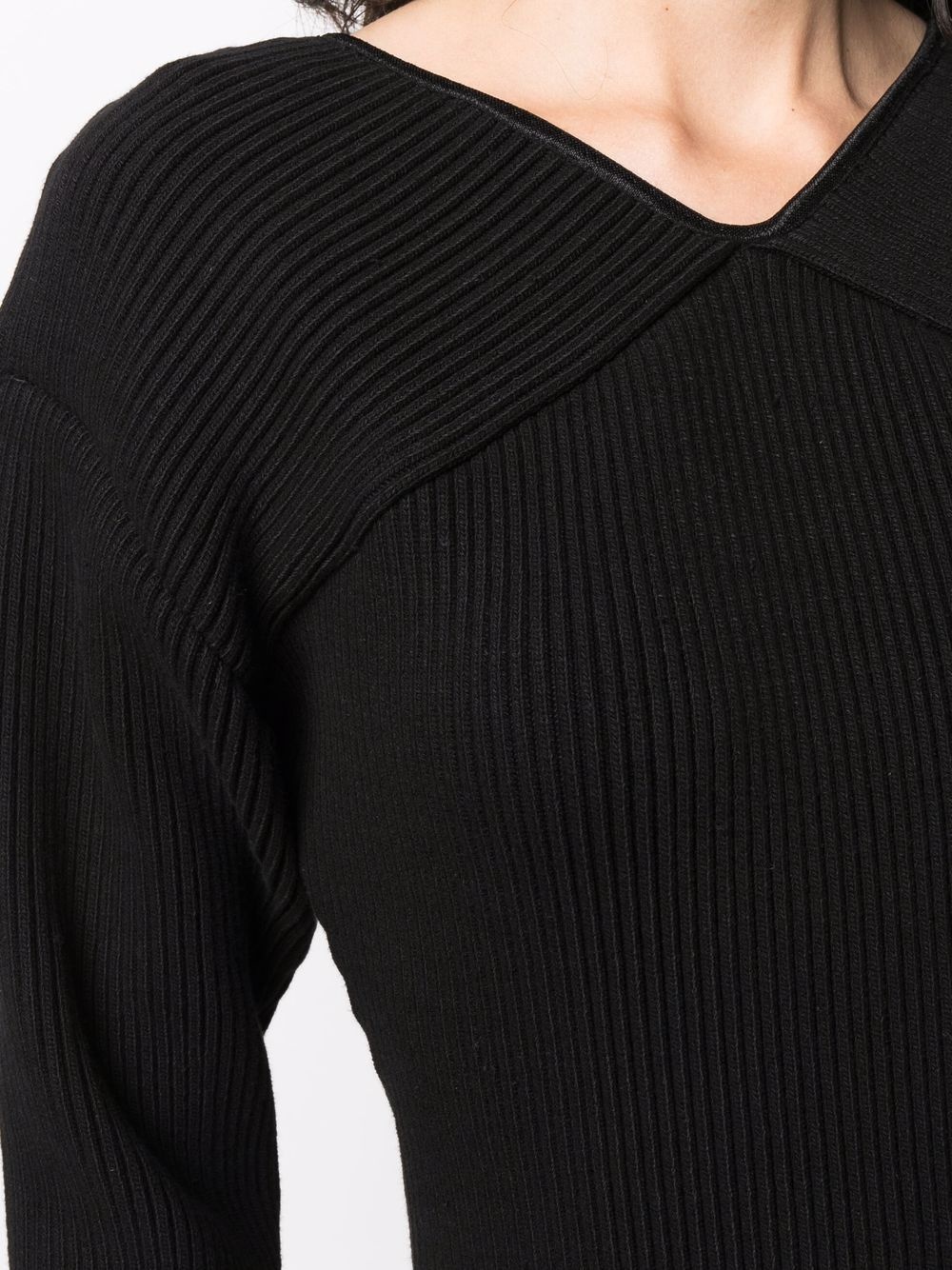 ribbed-knit V-neck dress - 5