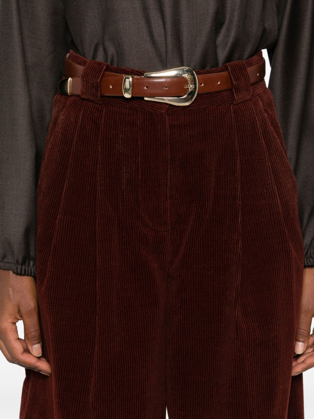pleated corduroy shorts - 5
