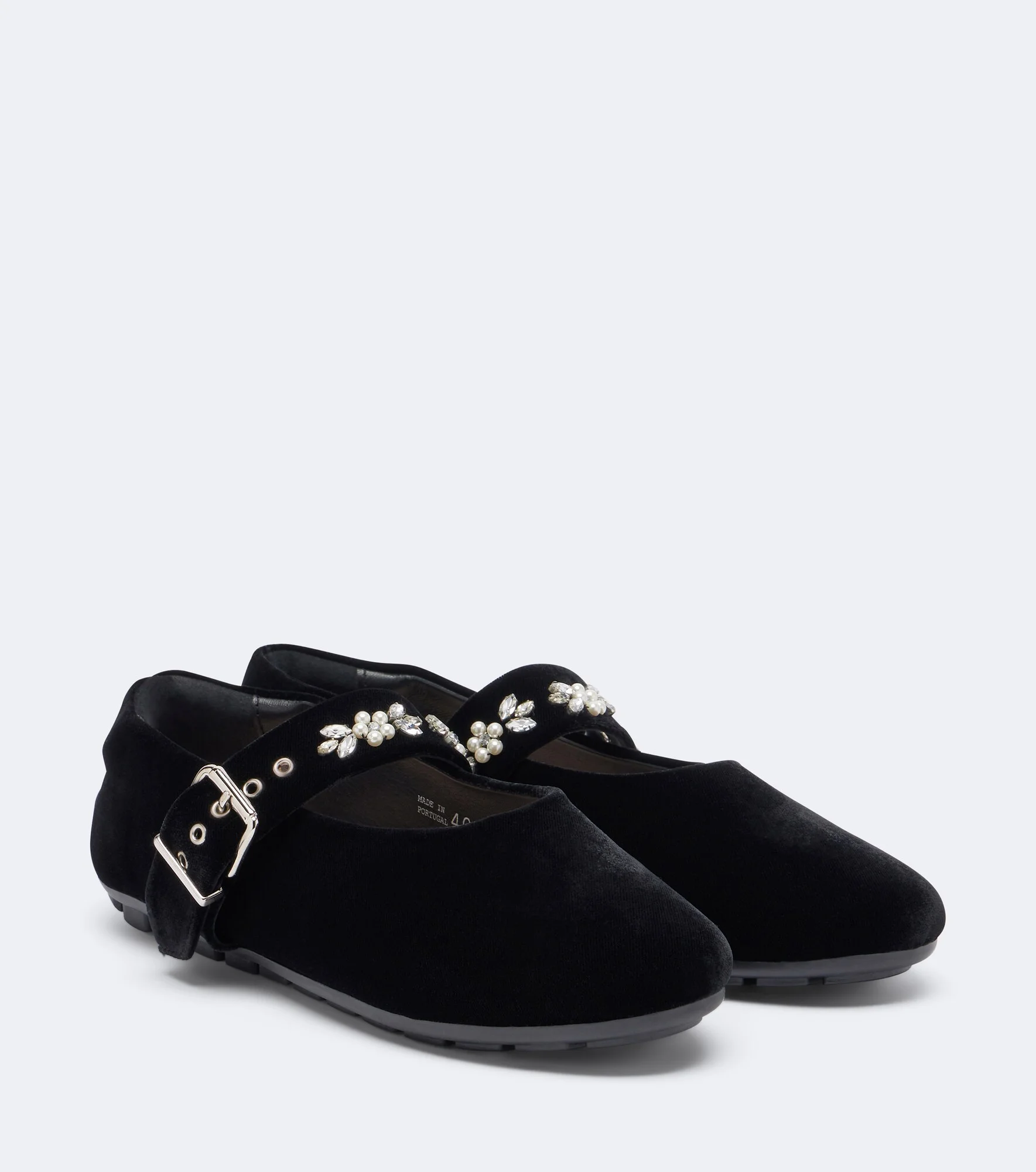 Embellished velvet Mary Jane flats - 1