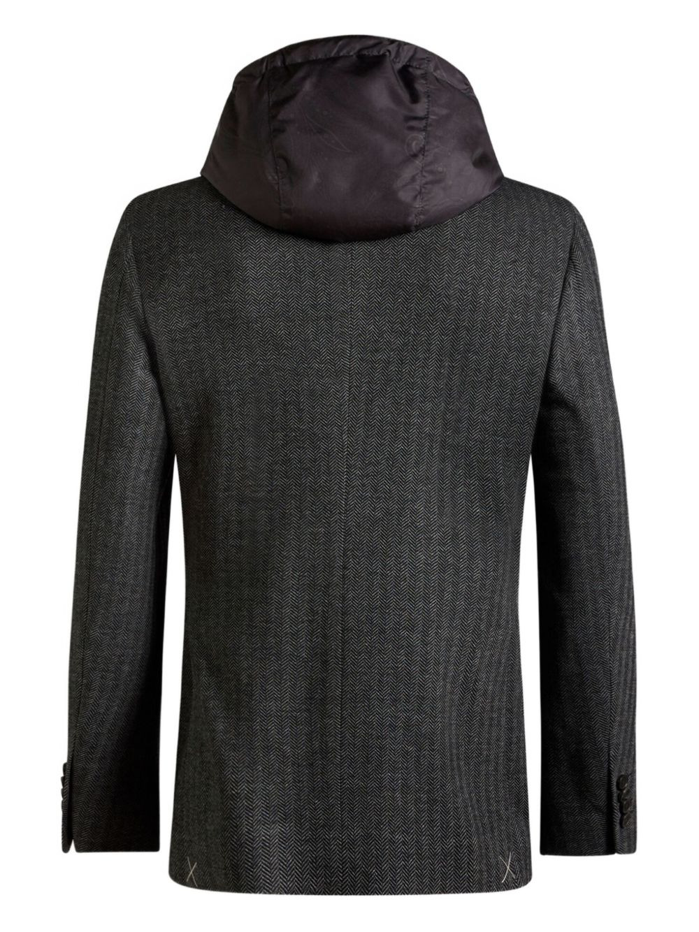 herringbone detachable-hood blazer - 2