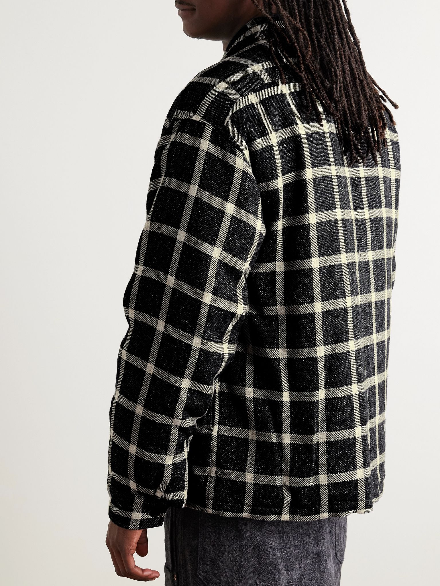 Keesey Checked Linen and Wool-Blend Down Jacket Black - 3
