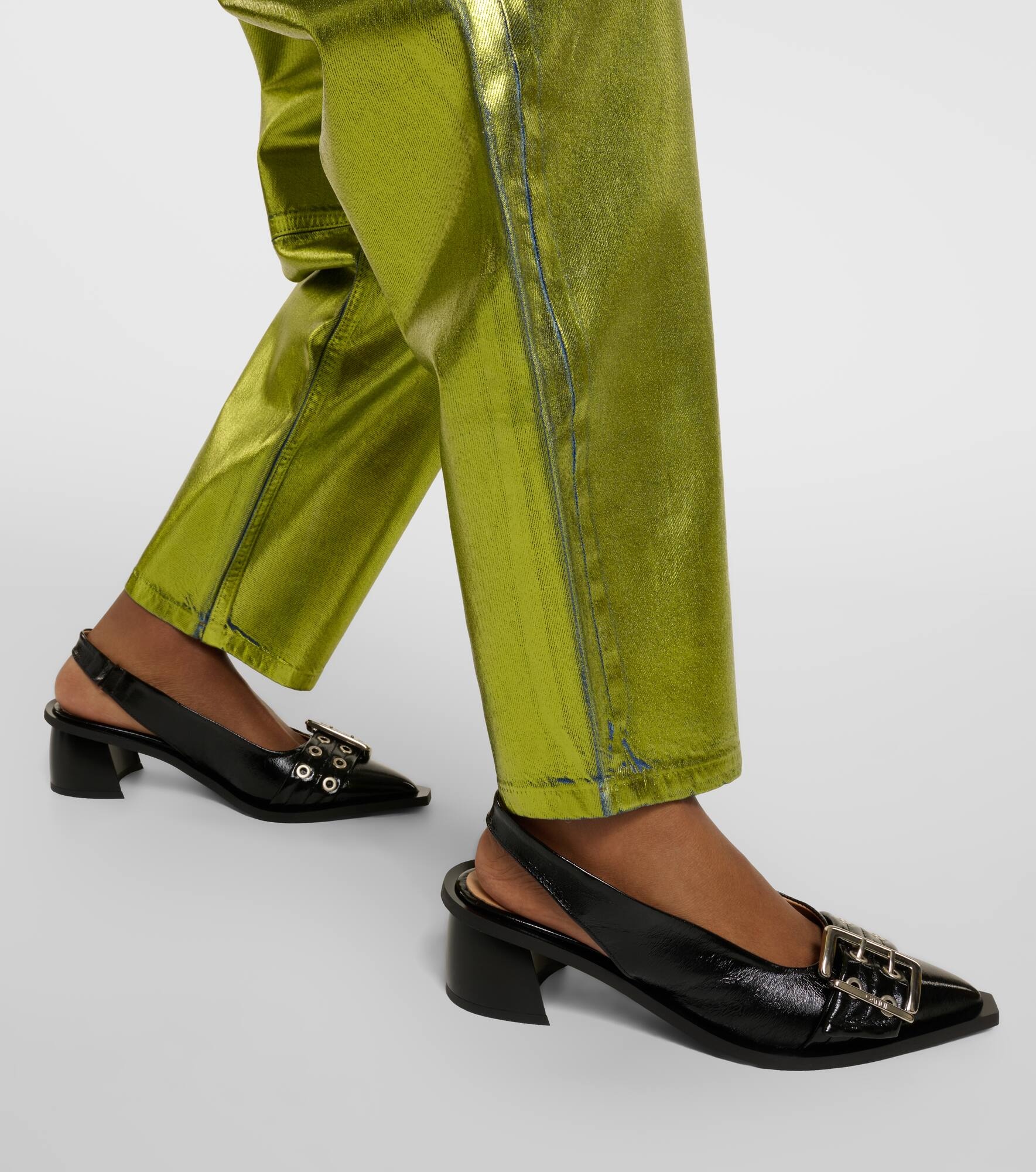 Faux leather slingback pumps - 7