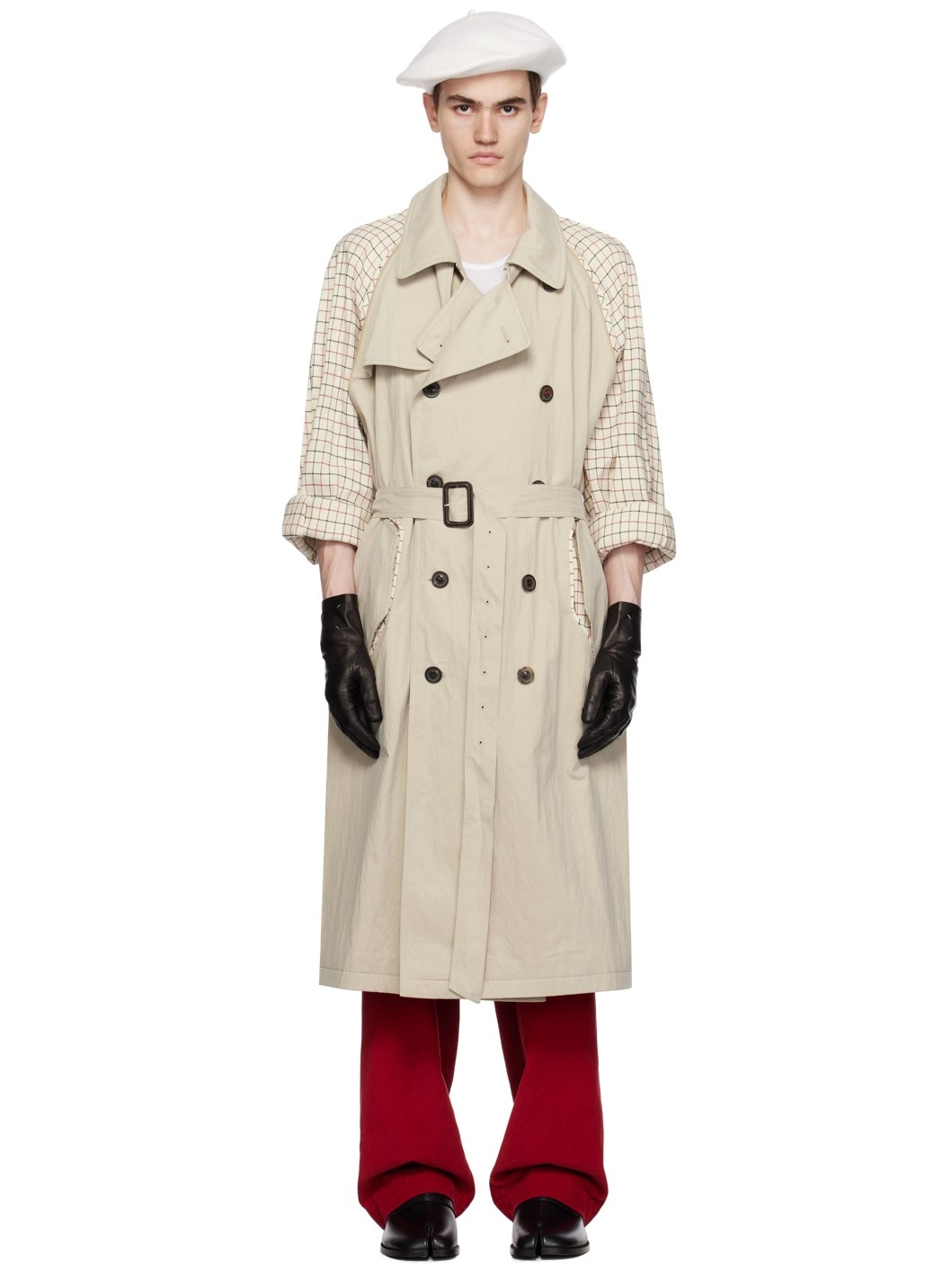Beige Spliced Reversible Coat - 1