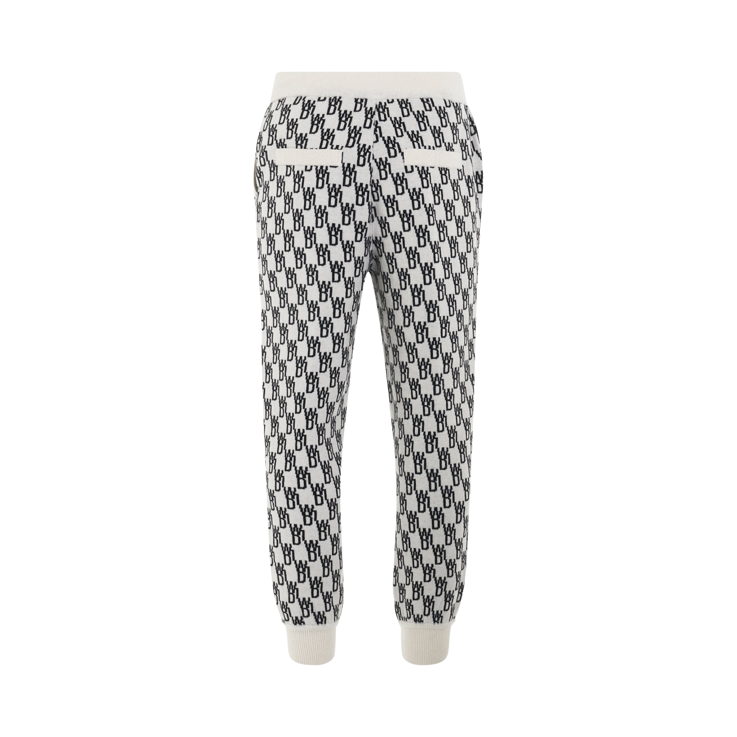 Logo Knit Jacquard Trouser in Ivory - 4