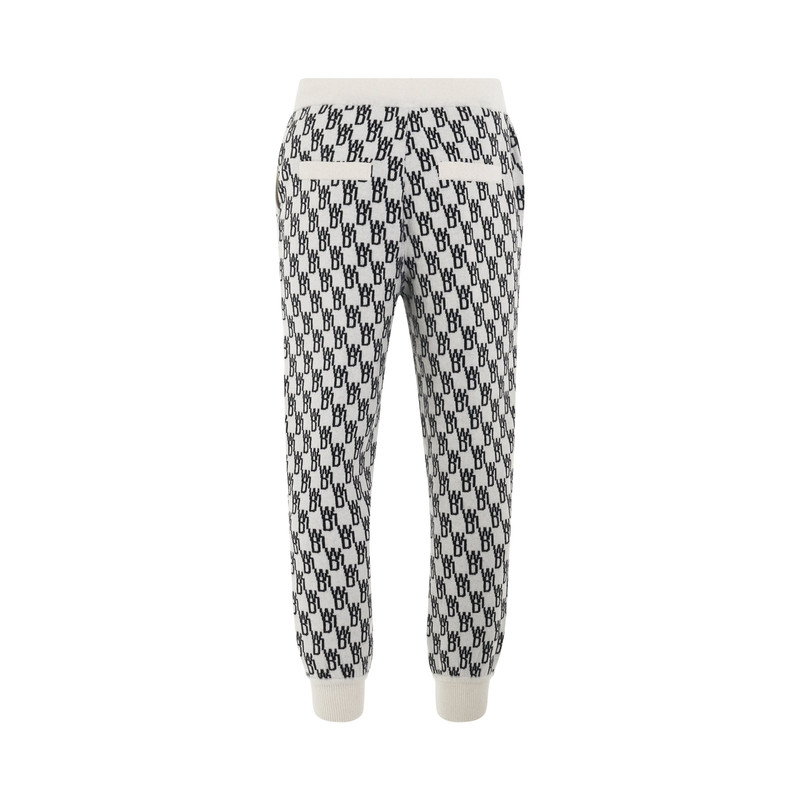 We11done Logo Knit Jacquard Trouser in Ivory outlook