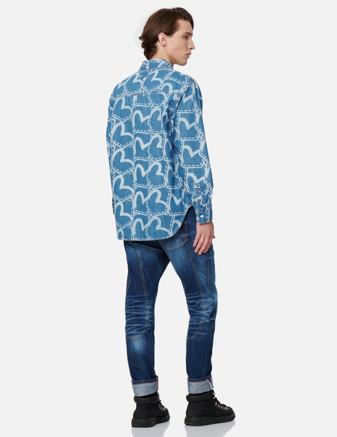 ALLOVER POCKET GRAPHIC PRINT DENIM SHIRT - 4