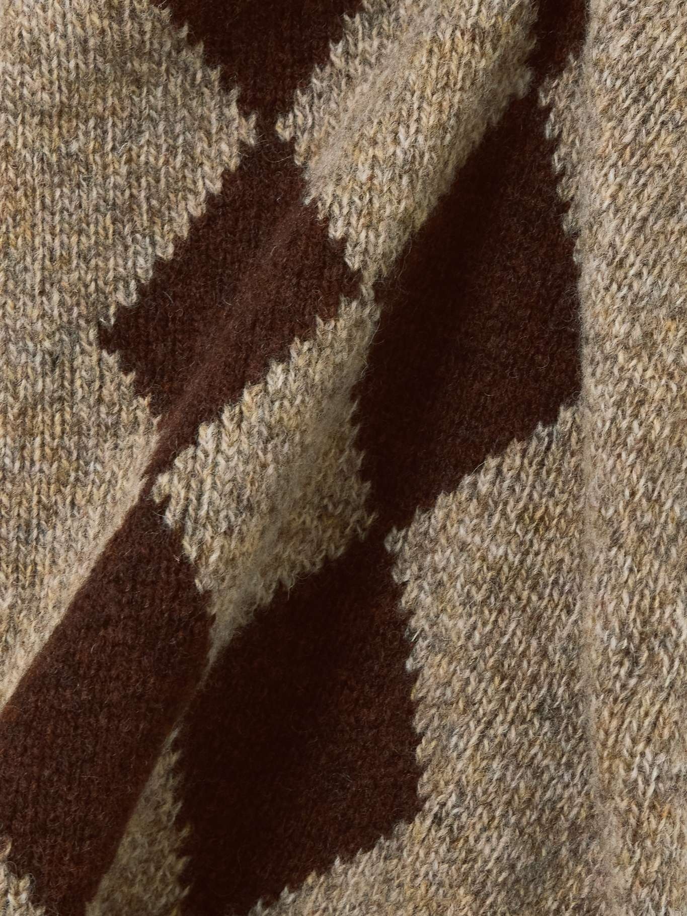 Argyle intarsia-knit wool cardigan Beige - 5