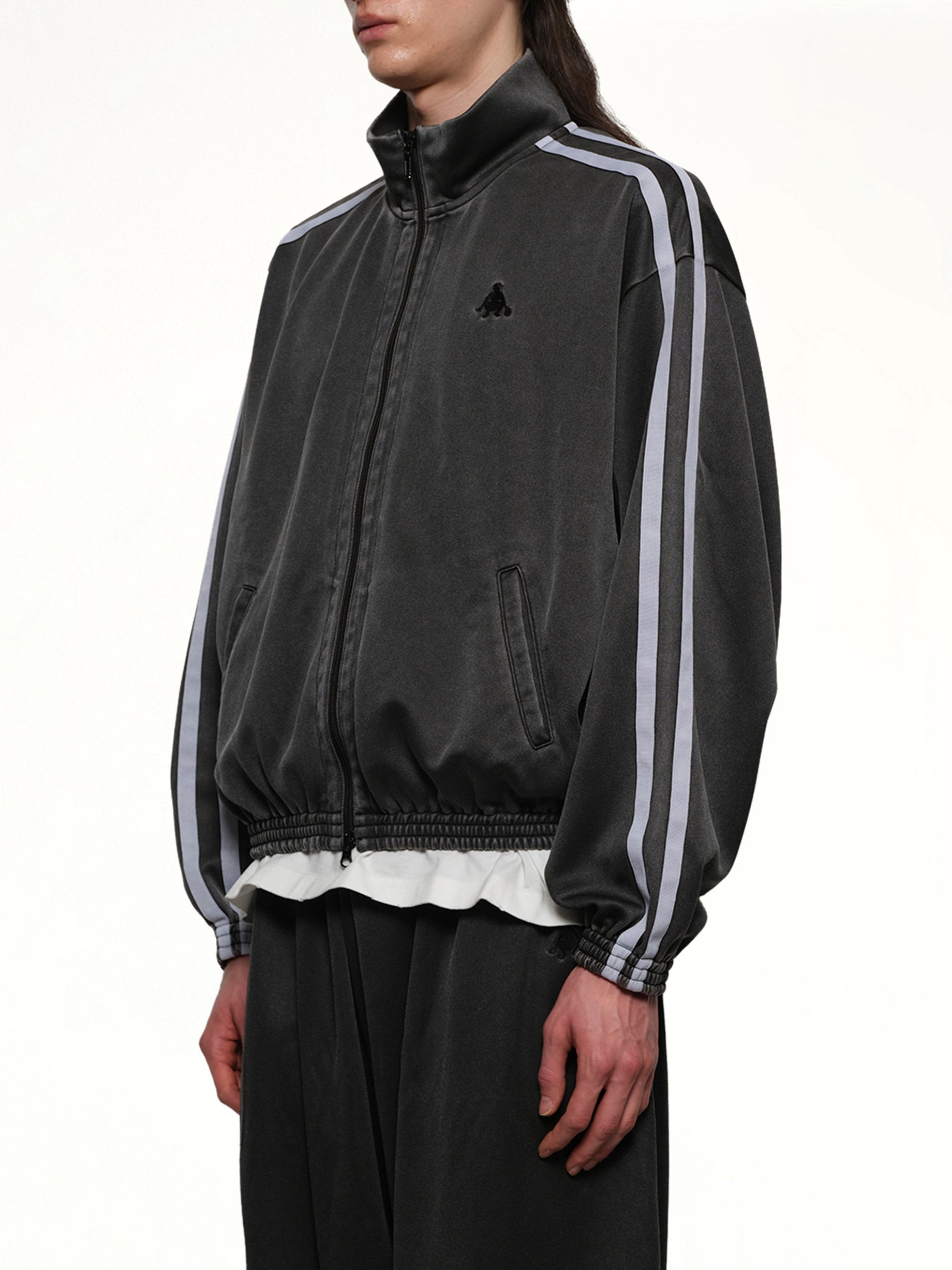 Faded Black Track Jacket in Grey - 3