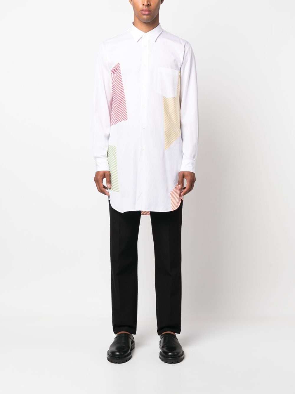 striped panelled cotton shirt - 3