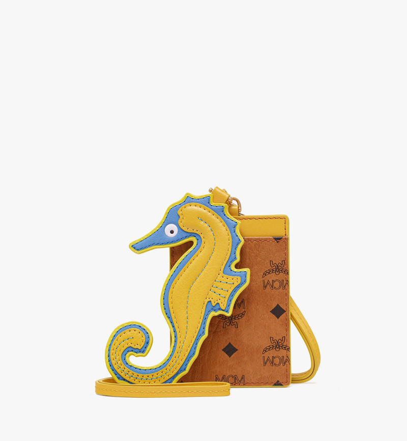 Aren Lanyard Card Case w/ Seahorse Charm in Visetos 1