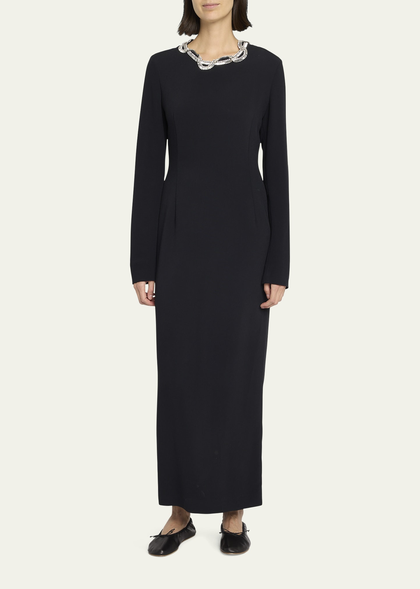 Mitsuko Crystal Long-Sleeve Maxi Dress - 2