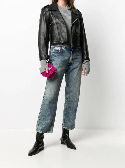 Maison Margiela cropped leather biker jacket outlook