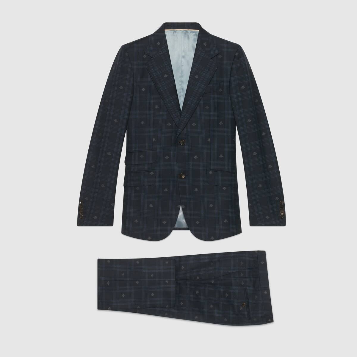 Fitted bee check wool suit - 1