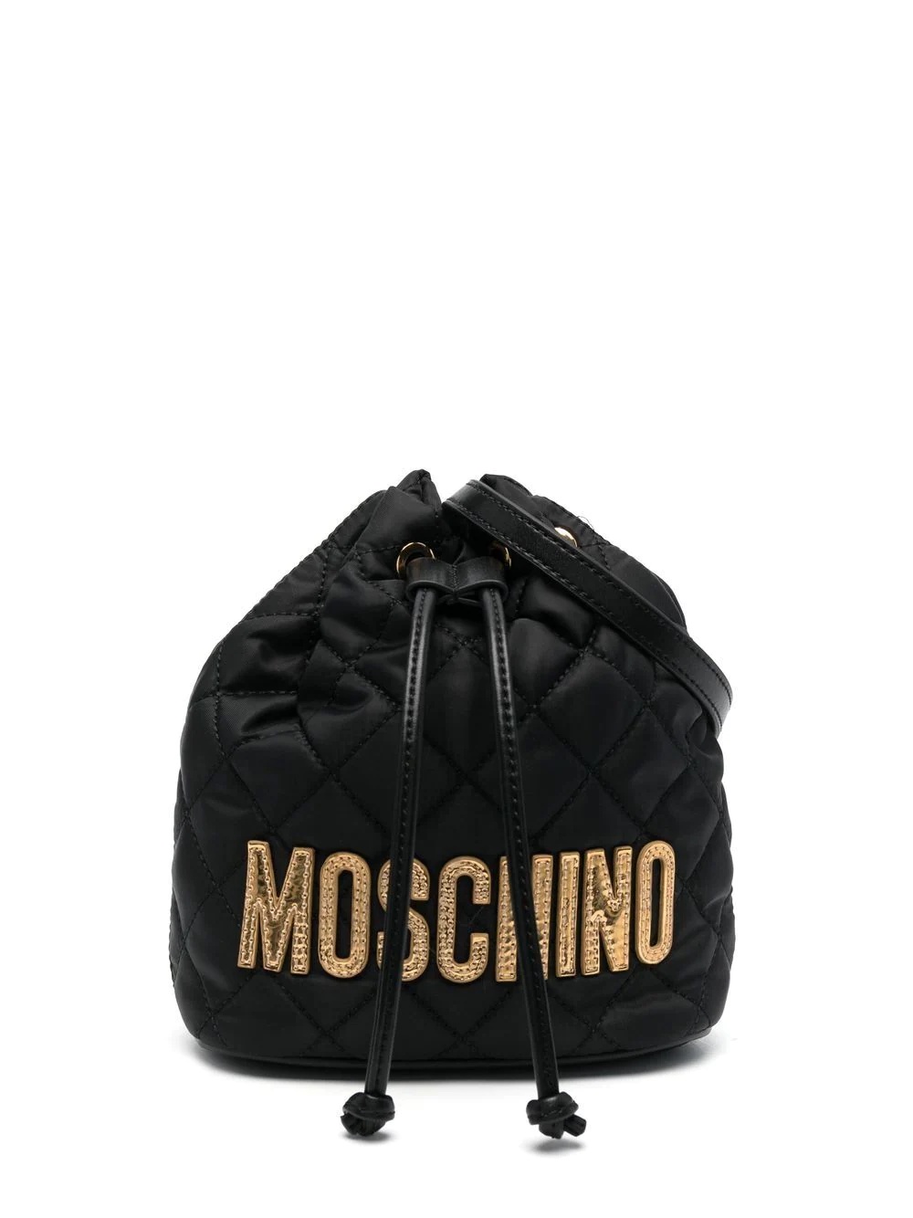 logo-lettering quilted bucket bag - 1