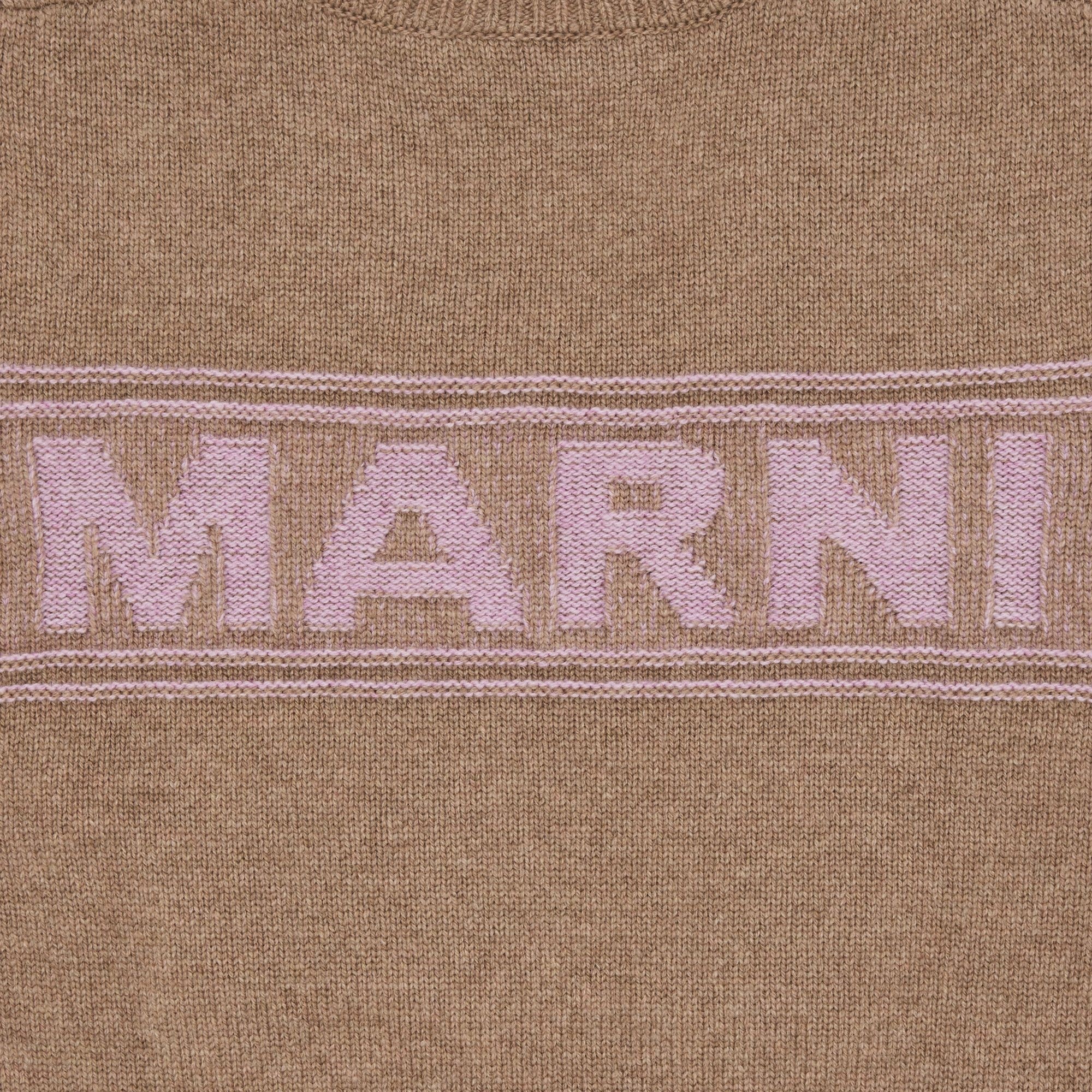 Marni Logo Virgin Wool V Neck Sweater 'Earth Of Siena' - 3