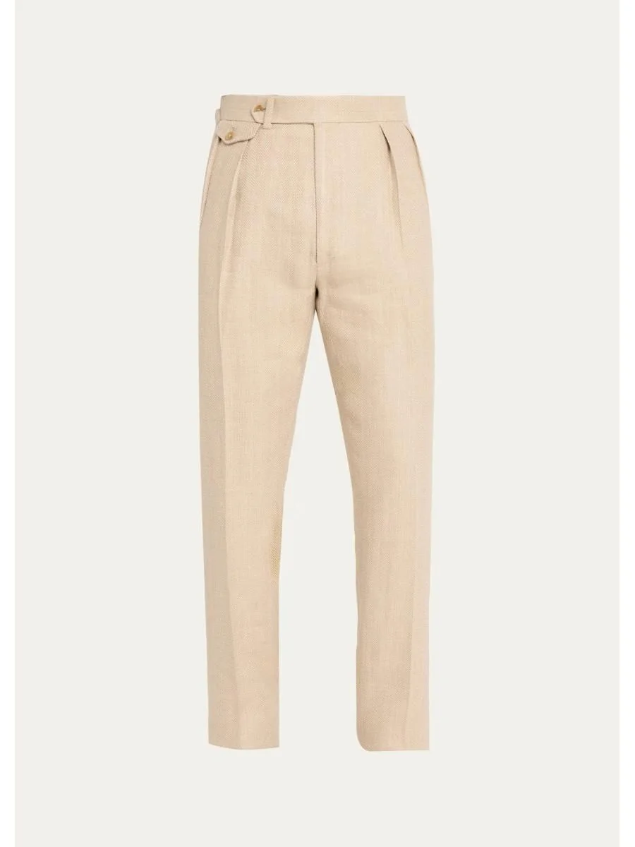 Men's Pleated Tapered-Leg Trousers - 1