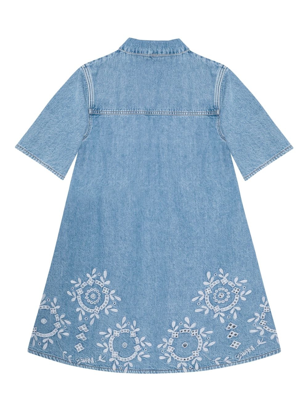 embroidered denim dress - 6
