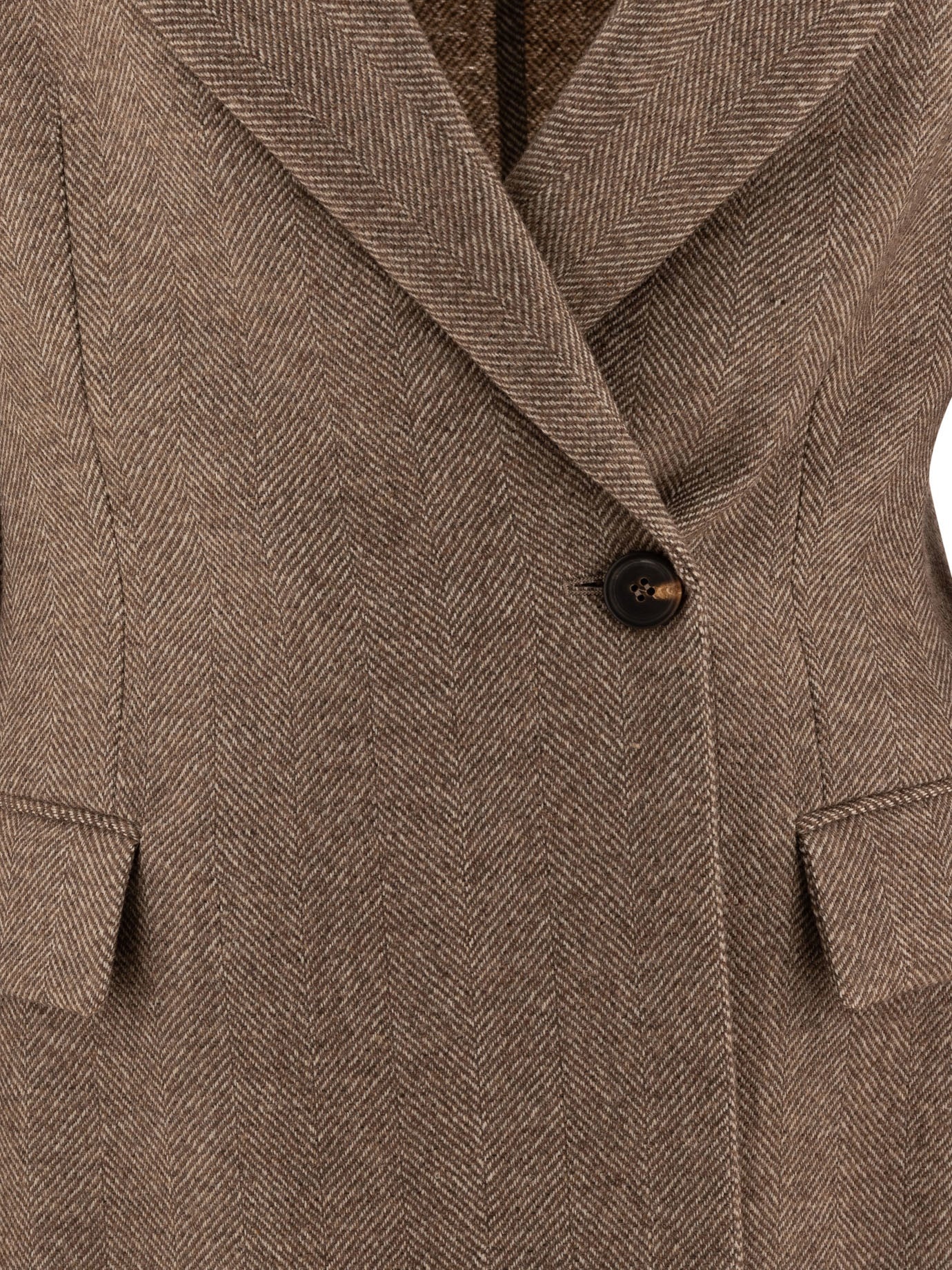 Brunello Cucinelli Brushed Techno Wool Chevron Blazer With Monili - 3