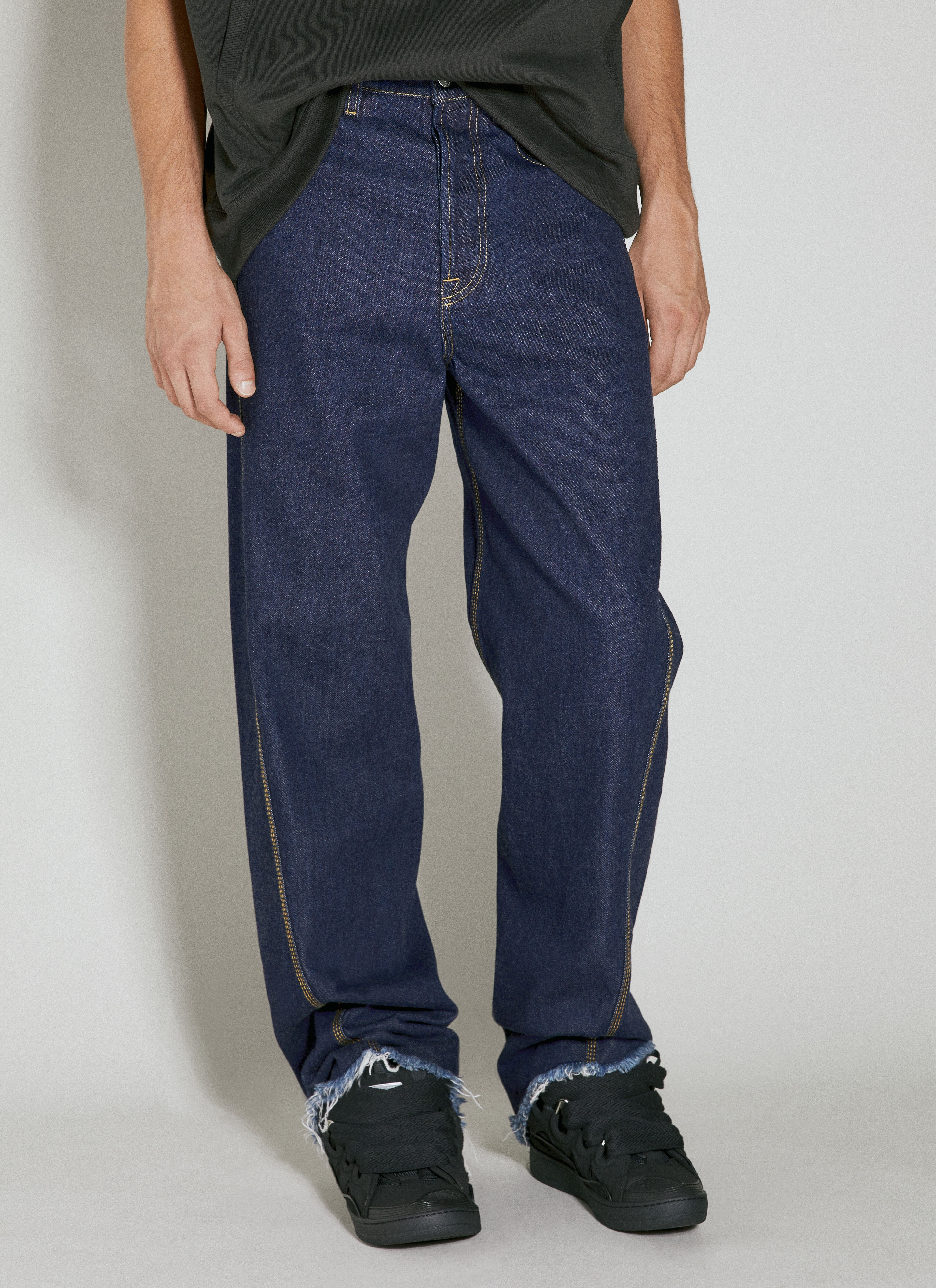 Lanvin Twisted Raw Denim Baggy Jeans | lncc | REVERSIBLE