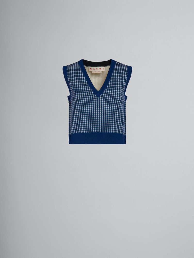 BLUE HALF-AND-HALF SLEEVELESS JUMPER - 1