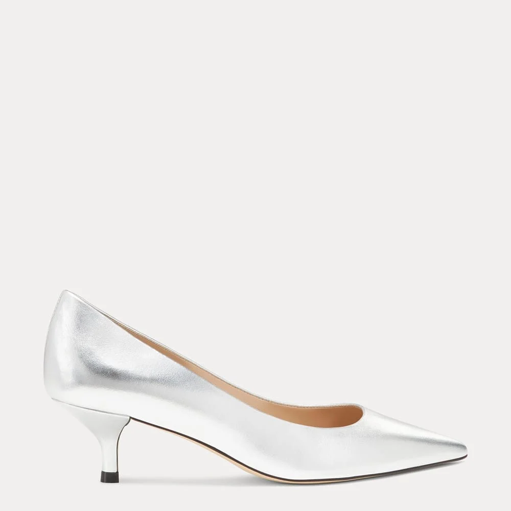 Stuart Metallic 가죽 Kitten-Heel 펌프 - 1