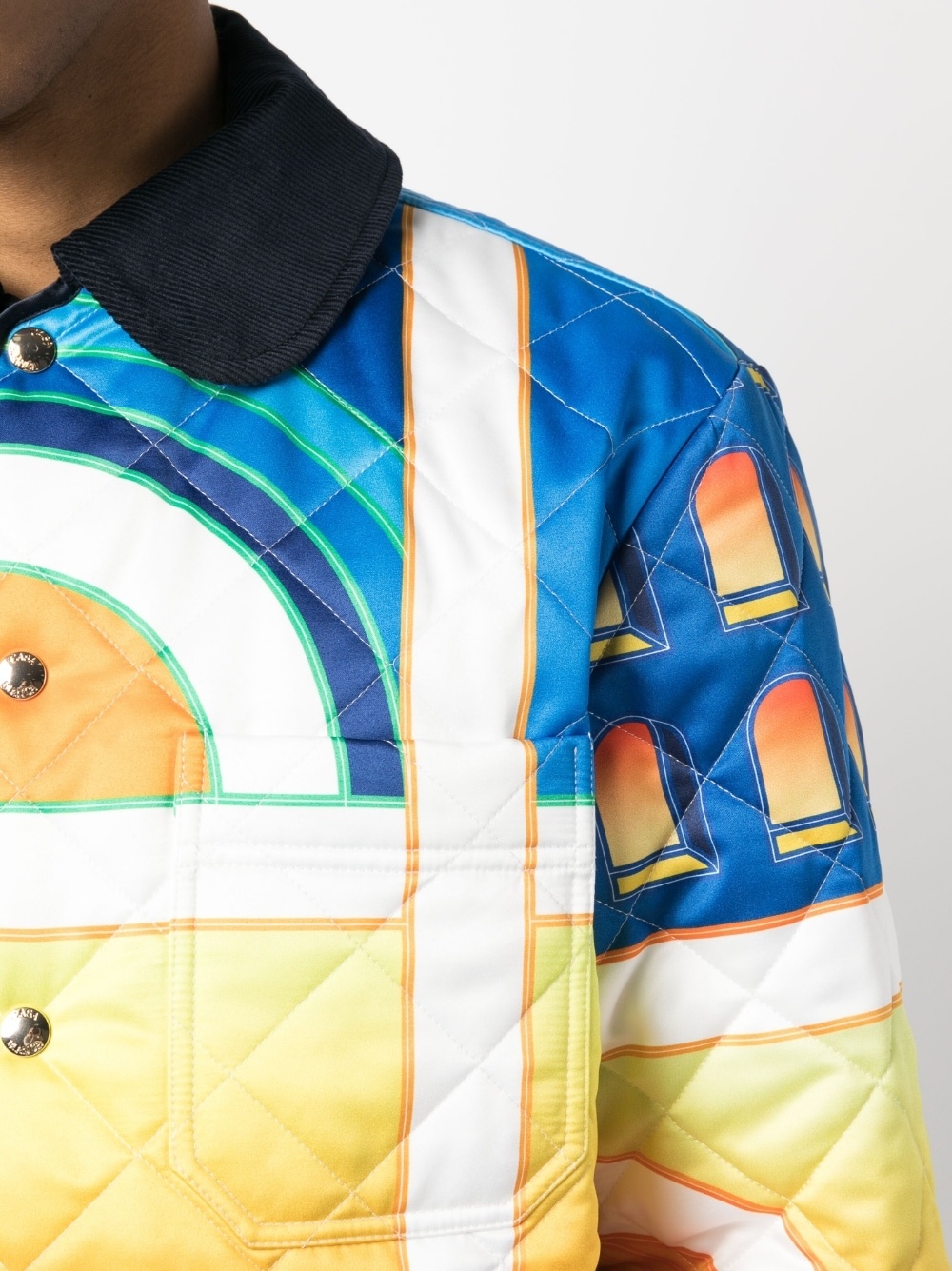 Paysage-print quilted jacket - 5