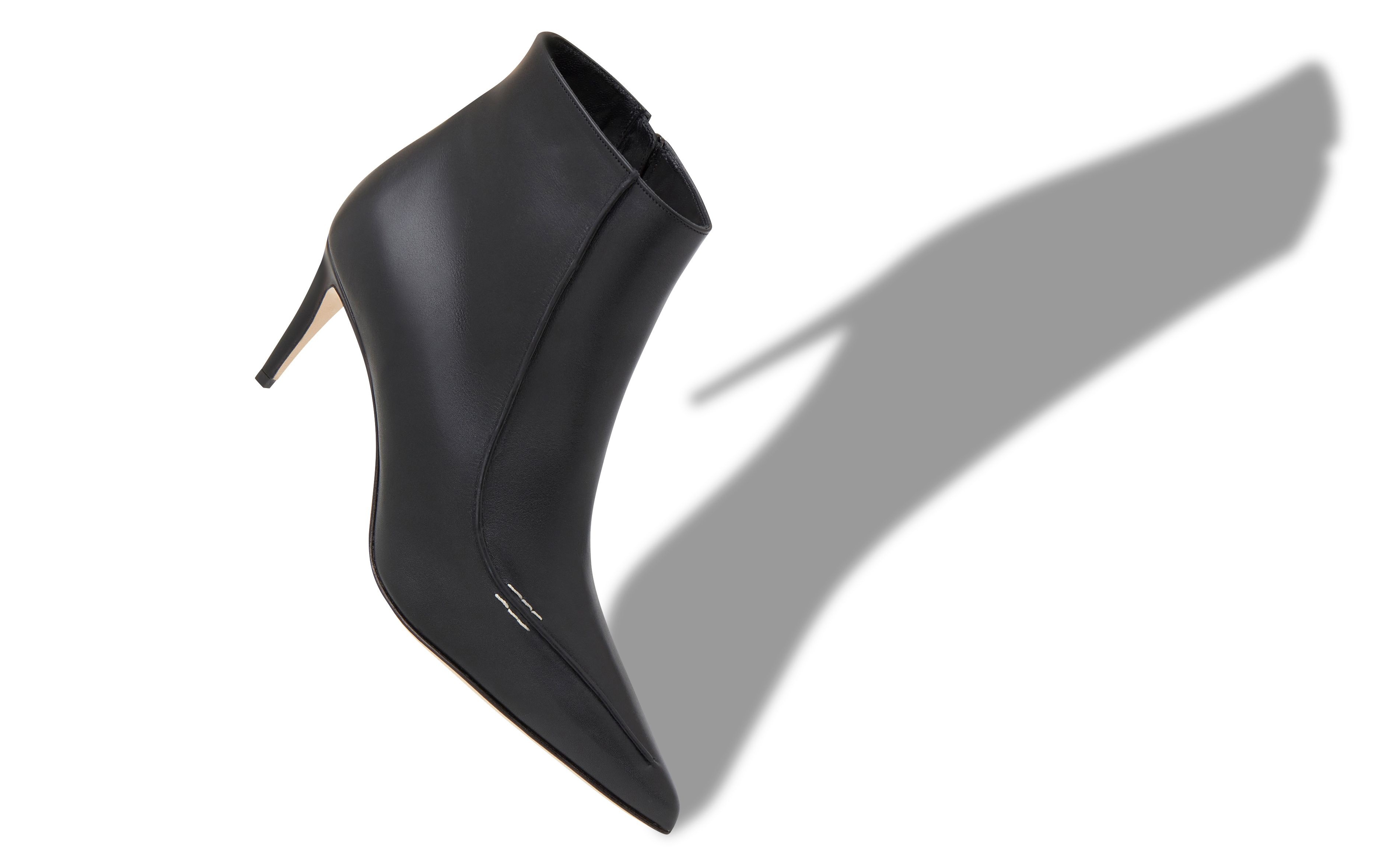 Black Calf Leather Ankle Boots - 2