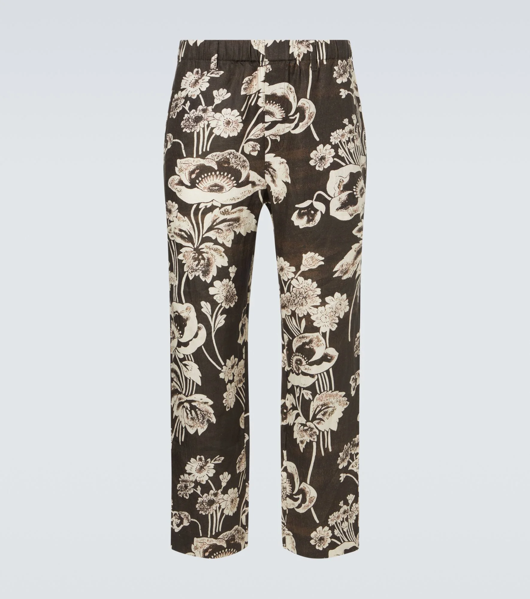 Floral linen straight pants - 1