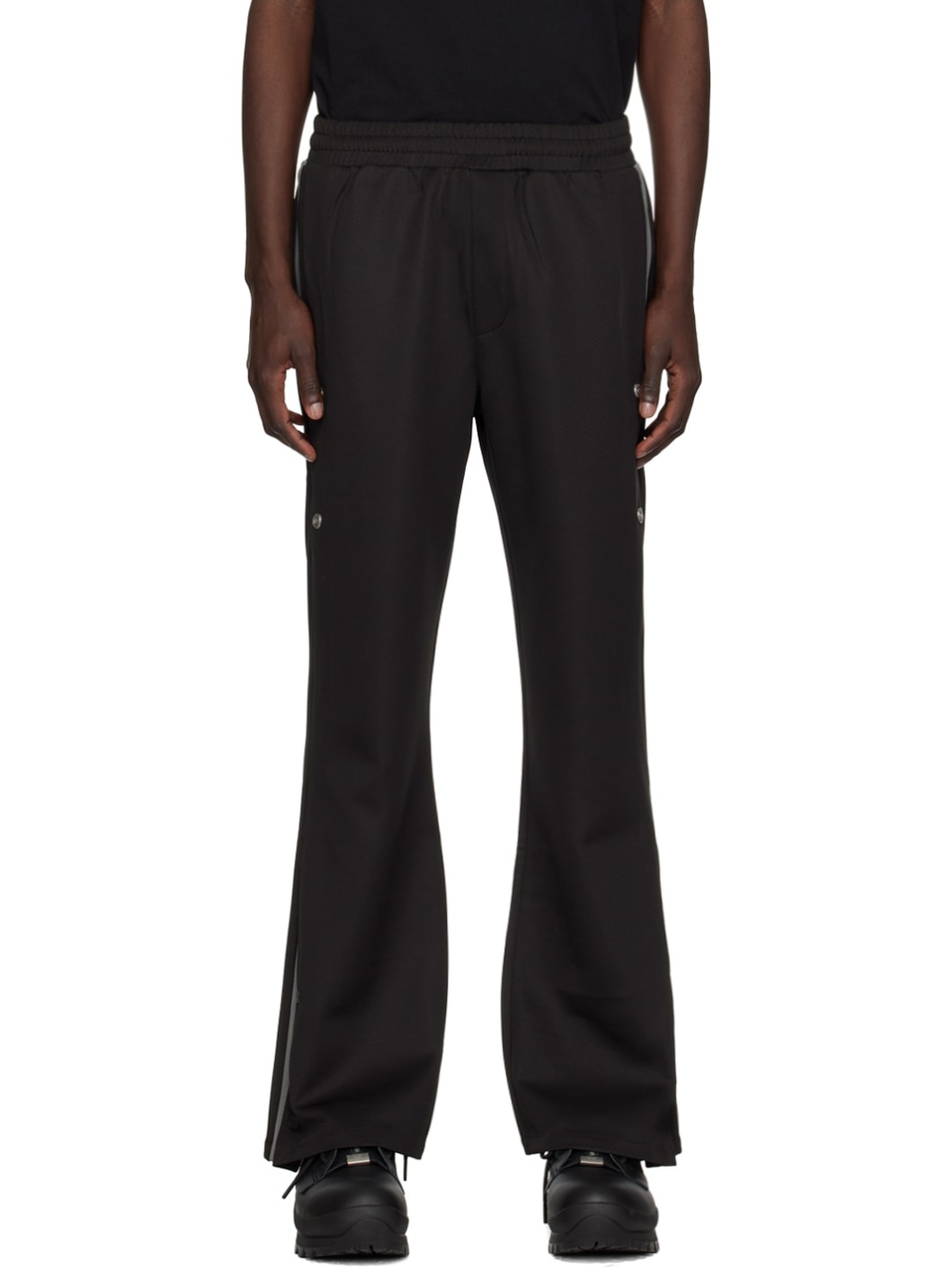 C2H4 Black Paneled Track Pants | REVERSIBLE