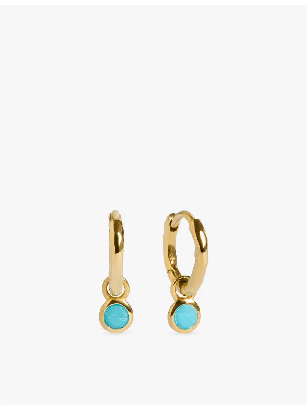 December Birthstone 18ct Yellow-Gold Vermeil and Turquoise Huggie Earrings - 1