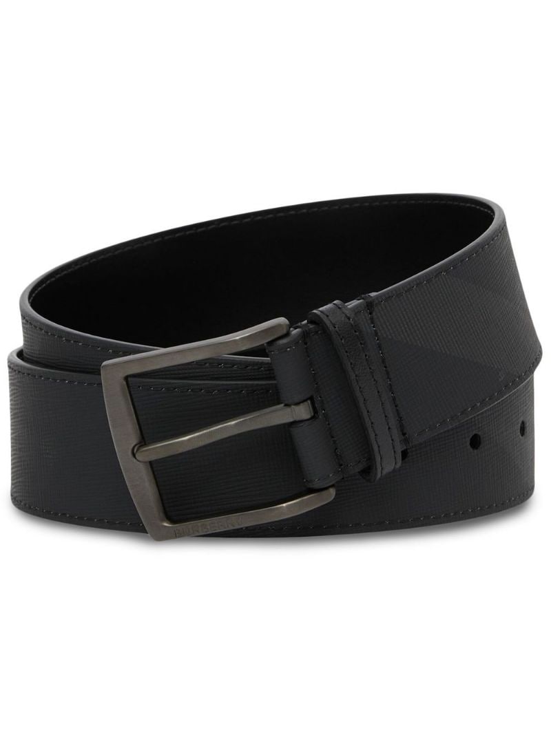 London Check leather belt - 1