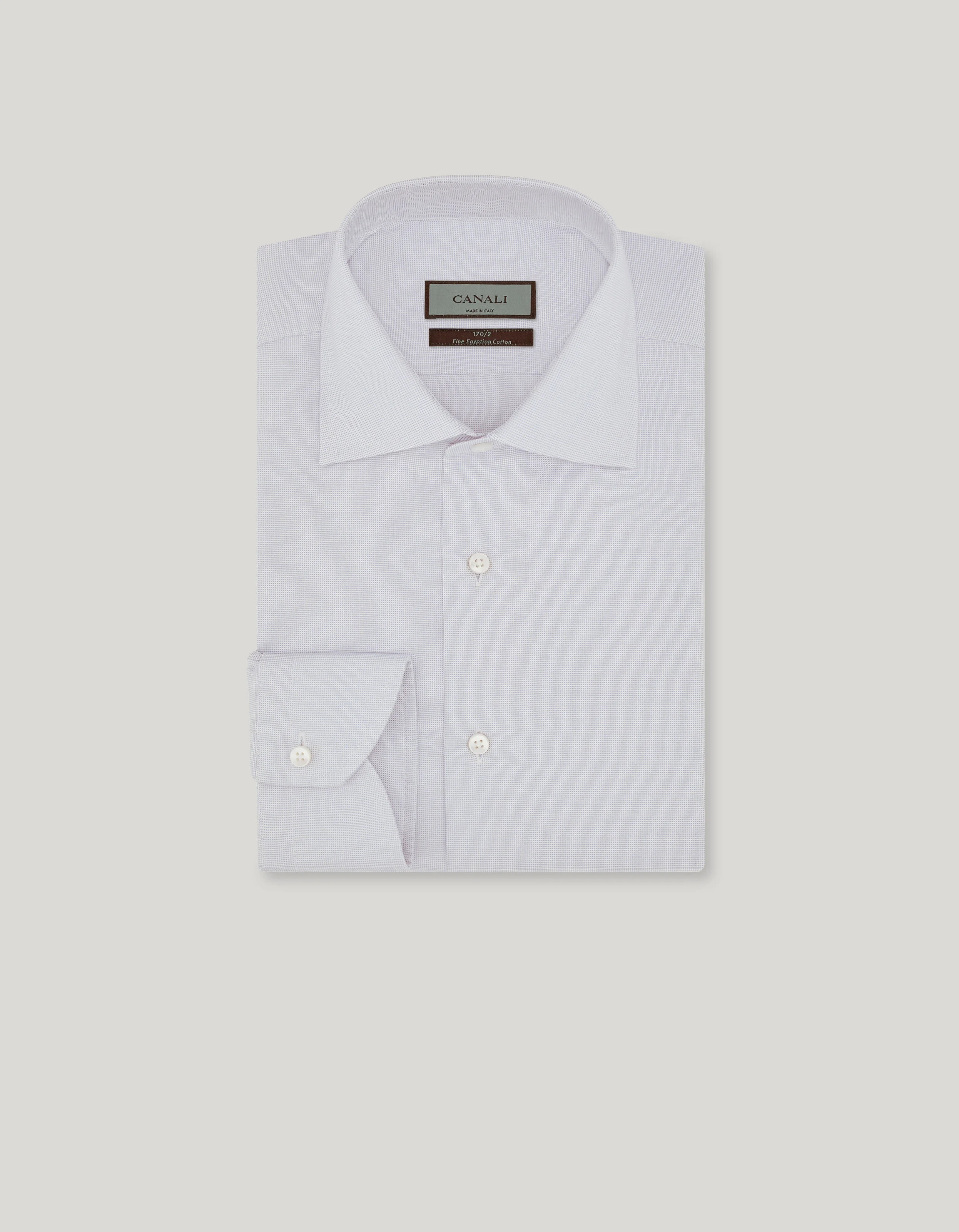 LIGHT BLUE SHIRT IN MICRO-PATTERNED COTTON WITH MOTHER-OF-PEARL BUTTONS - 1