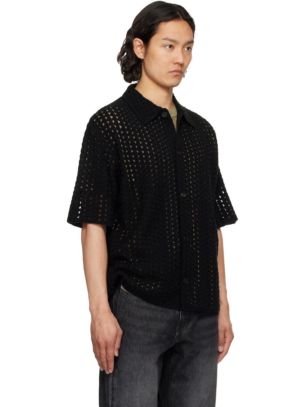 Black Pointelle Shirt - 2